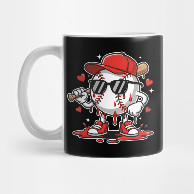 Dripping Baseball Mascot For Valentine's Day by Creatifly Graphic Tees