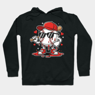 Dripping Baseball Mascot For Valentine's Day Hoodie