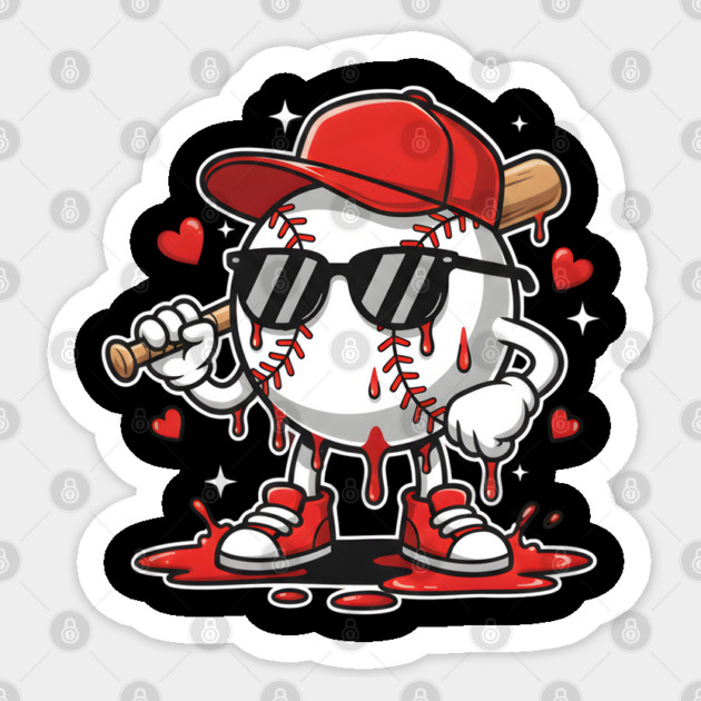Dripping Baseball Mascot For Valentine's Day Sticker by Creatifly Graphic Tees