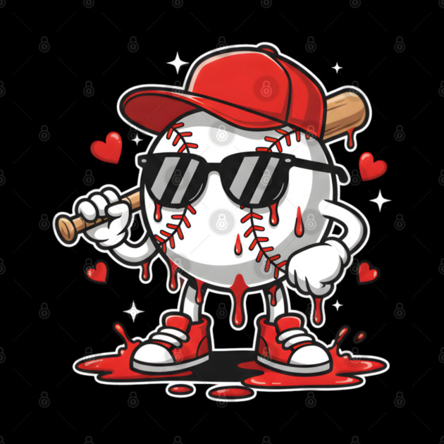 Dripping Baseball Mascot For Valentine's Day by Creatifly Graphic Tees
