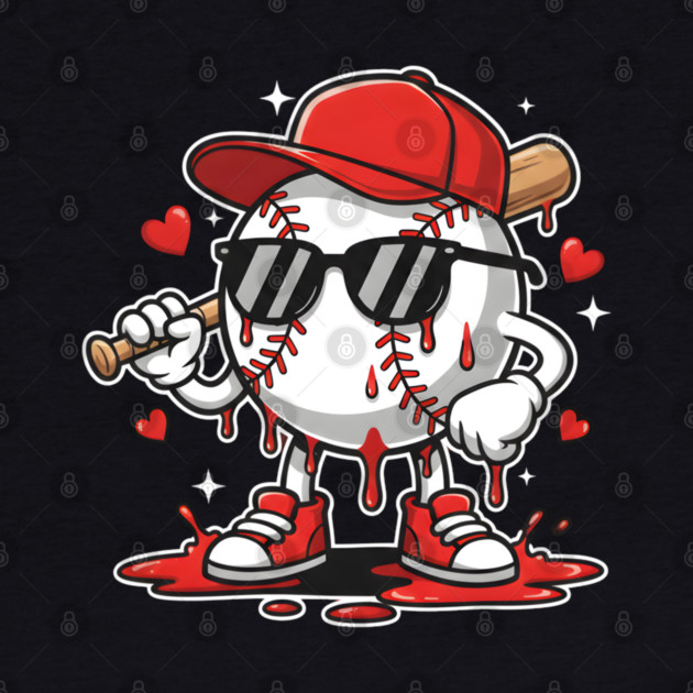 Dripping Baseball Mascot For Valentine's Day by Creatifly Graphic Tees