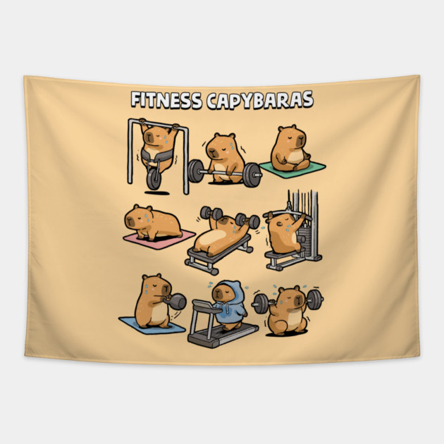 Fitness Capybaras Tapestry by GoshWow®