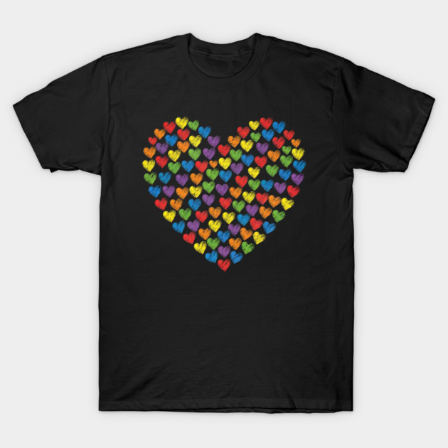 Colorful Rainbow Hearts T-Shirt by Creatifly Graphic Tees