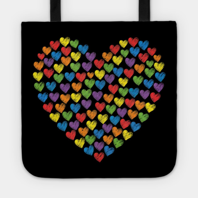 Colorful Rainbow Hearts Tote by Creatifly Graphic Tees