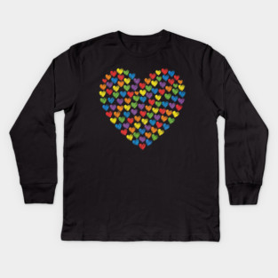 Colorful Rainbow Hearts Kids Long Sleeve T-Shirt