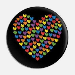 Colorful Rainbow Hearts Pin