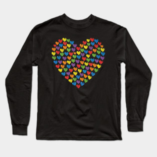 Colorful Rainbow Hearts Long Sleeve T-Shirt