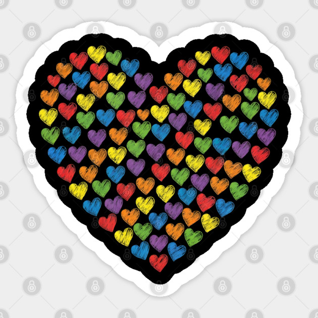 Colorful Rainbow Hearts Sticker by Creatifly Graphic Tees