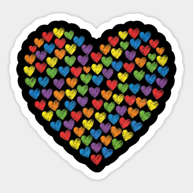 Colorful Rainbow Hearts Magnet by Creatifly Graphic Tees