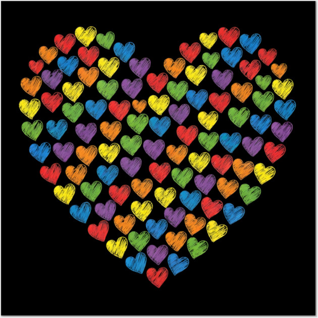 Colorful Rainbow Hearts Wall Art by Creatifly Graphic Tees