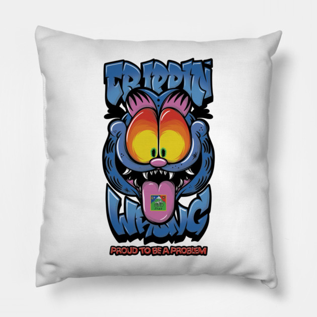 Proud to Be a Problem - Trippy Cat Meme Streetwear Pillow by Wrong