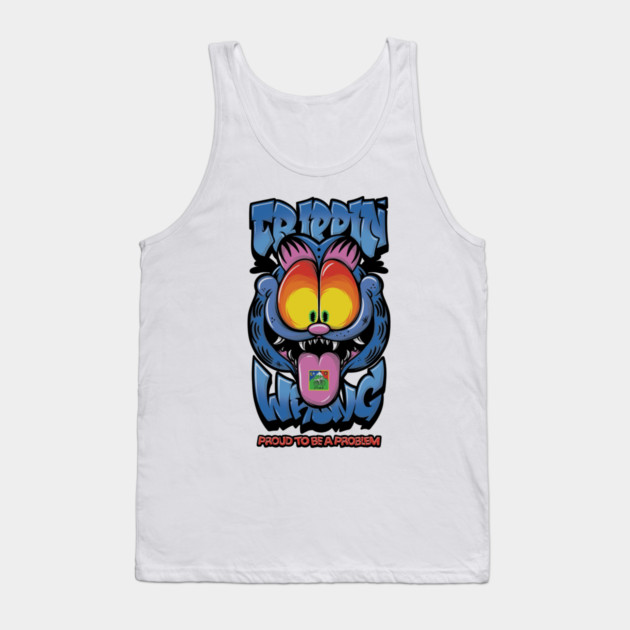 Proud to Be a Problem - Trippy Cat Meme Streetwear Tank Top by Wrong