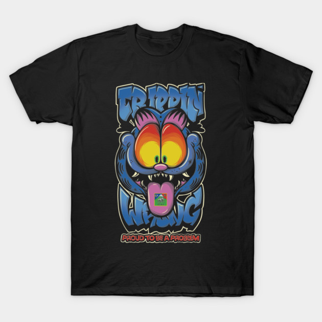 Trippin’ Psychedelic Cat - Funny Trippy Streetwear T-Shirt by Wrong