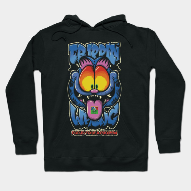 Trippin’ Psychedelic Cat - Funny Trippy Streetwear Hoodie by Wrong