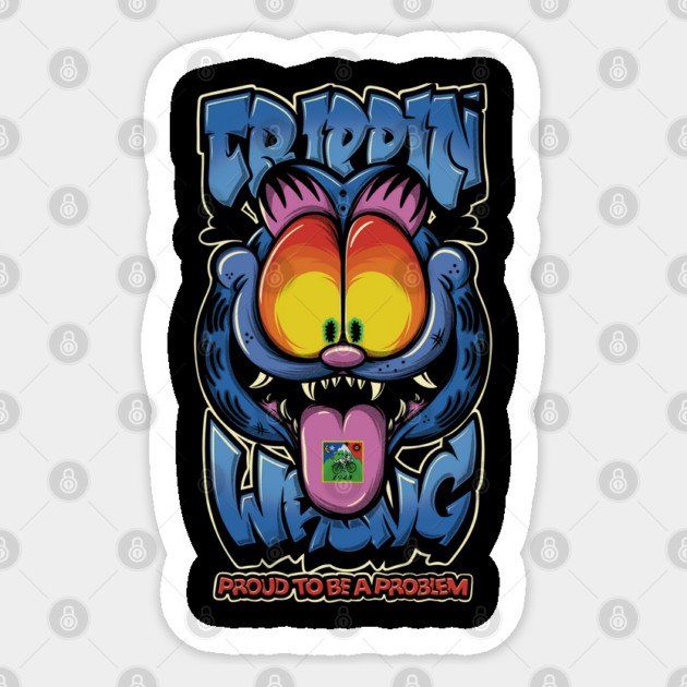 Trippin’ Psychedelic Cat - Funny Trippy Streetwear Sticker by Wrong