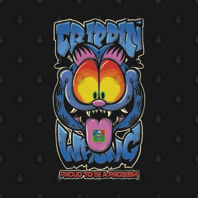 Trippin’ Psychedelic Cat - Funny Trippy Streetwear by Wrong