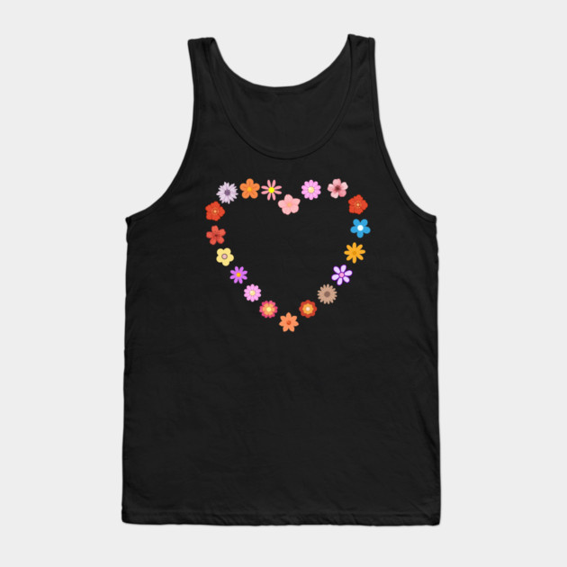 Floral Heart Cute Colorful Flowers Tank Top by Creatifly Graphic Tees
