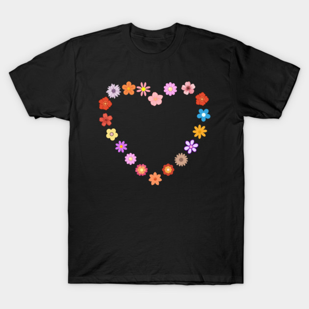 Floral Heart Cute Colorful Flowers T-Shirt by Creatifly Graphic Tees