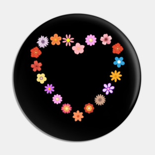 Floral Heart Cute Colorful Flowers Pin