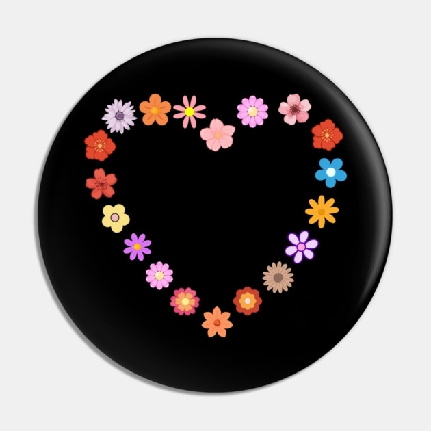 Floral Heart Cute Colorful Flowers Pin by Creatifly Graphic Tees