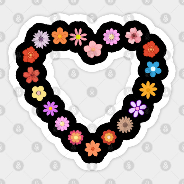 Floral Heart Cute Colorful Flowers Sticker by Creatifly Graphic Tees