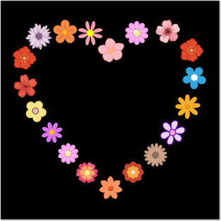 Floral Heart Cute Colorful Flowers Posters and Art