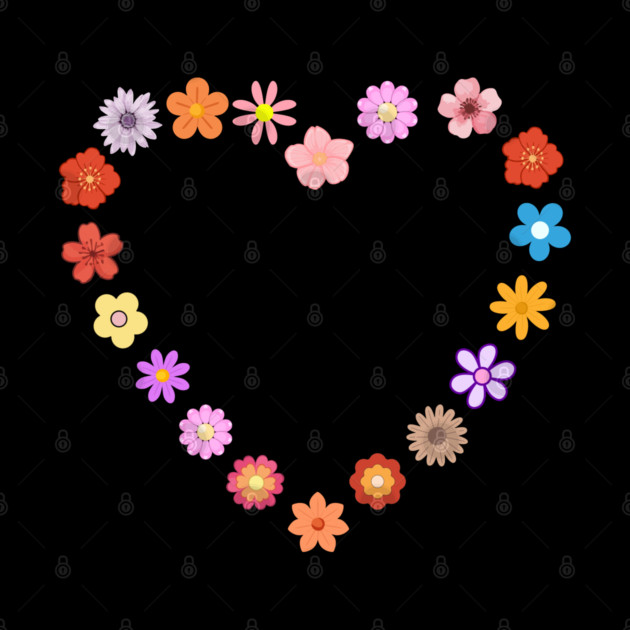 Floral Heart Cute Colorful Flowers by Creatifly Graphic Tees