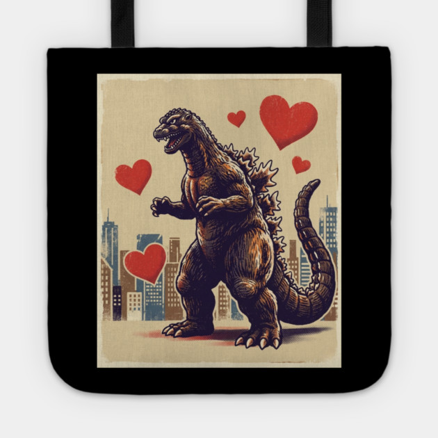Valentine Monster With Hearts Tote by Creatifly Graphic Tees