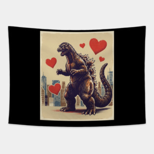 Valentine Monster With Hearts Tapestry