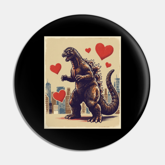 Valentine Monster With Hearts Pin by Creatifly Graphic Tees