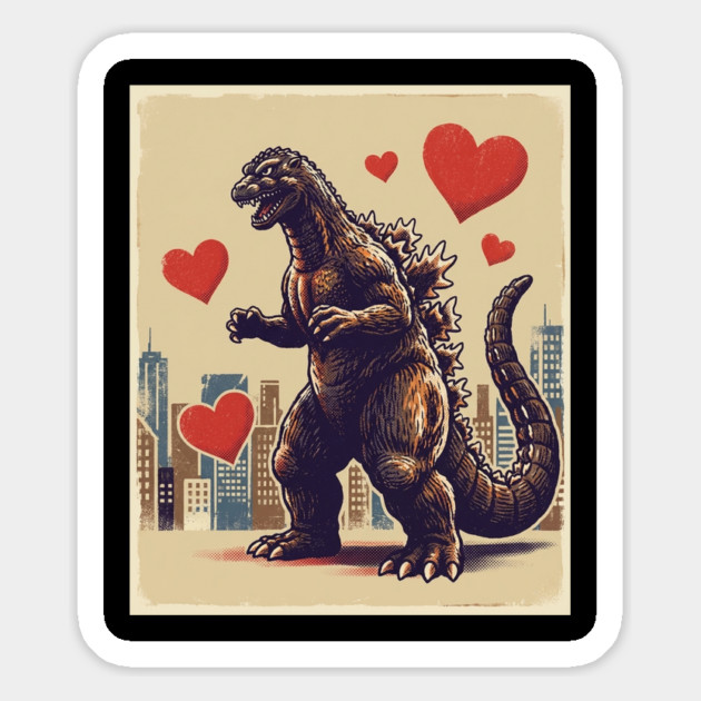 Valentine Monster With Hearts Magnet by Creatifly Graphic Tees