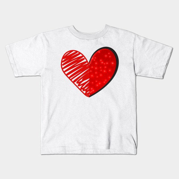 Valentine Heart Love Kids T-Shirt by Creatifly Graphic Tees