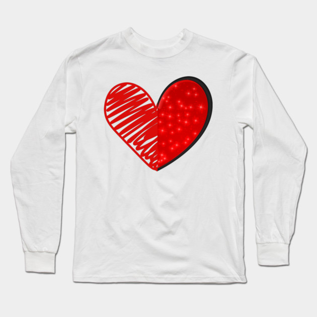 Valentine Heart Love Long Sleeve T-Shirt by Creatifly Graphic Tees