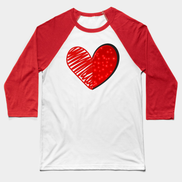 Valentine Heart Love Baseball T-Shirt by Creatifly Graphic Tees