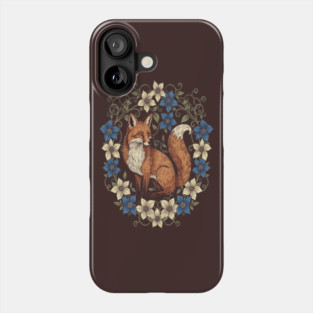 Cottagecore Red Fox Botanical Design Phone Case