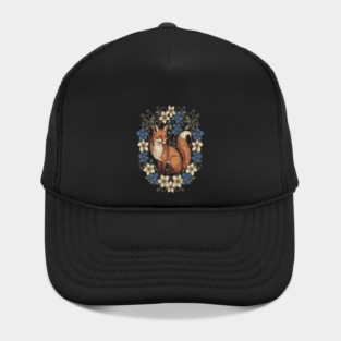 Cottagecore Red Fox Botanical Design Hat