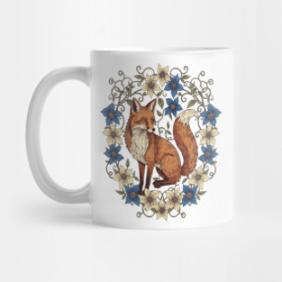 Cottagecore Red Fox Botanical Design Mug