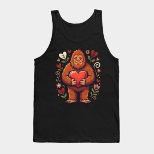 Cute Bigfoot Holding Heart Tank Top