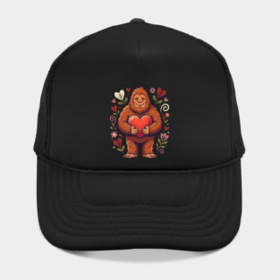 Cute Bigfoot Holding Heart Hat