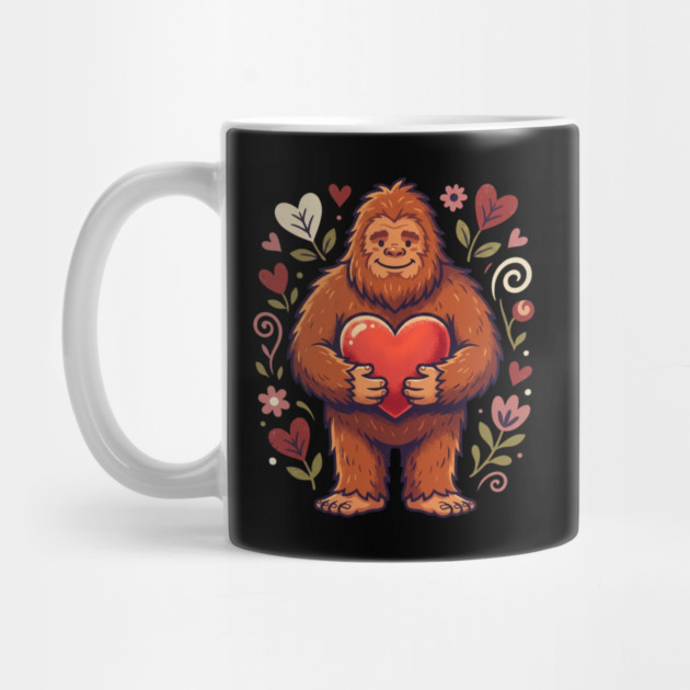 Cute Bigfoot Holding Heart by Creatifly Graphic Tees