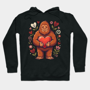 Cute Bigfoot Holding Heart Hoodie