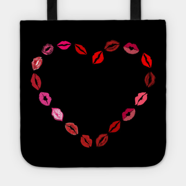 Lipstick Kiss Heart Tote by Creatifly Graphic Tees