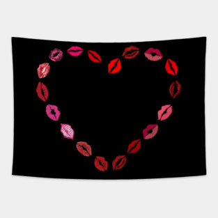 Lipstick Kiss Heart Tapestry