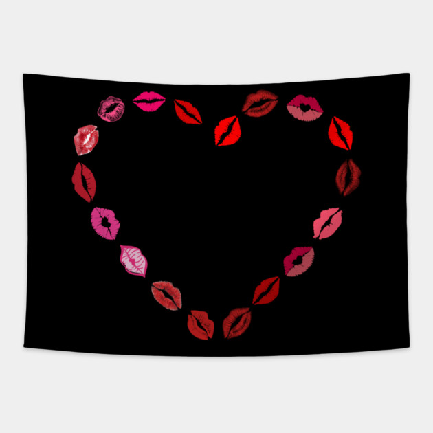 Lipstick Kiss Heart Tapestry by Creatifly Graphic Tees