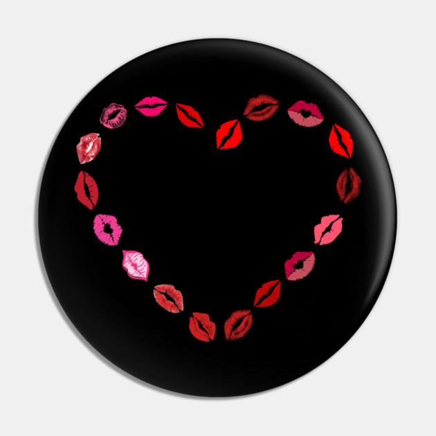 Lipstick Kiss Heart Pin by Creatifly Graphic Tees