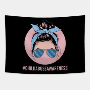 Child Abuse Awareness Messy Bun Child Abuse Prevention Month Tapestry
