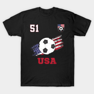 American USA Flag Soccer Jersey Favorite Lucky Number 51 Women Men T-Shirt