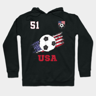 American USA Flag Soccer Jersey Favorite Lucky Number 51 Women Men Hoodie