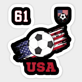 American USA Flag Soccer Jersey Favorite Lucky Number 61 Women Men Sticker