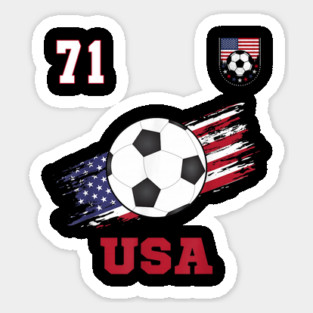 American USA Flag Soccer Jersey Favorite Lucky Number 71 Women Men Sticker